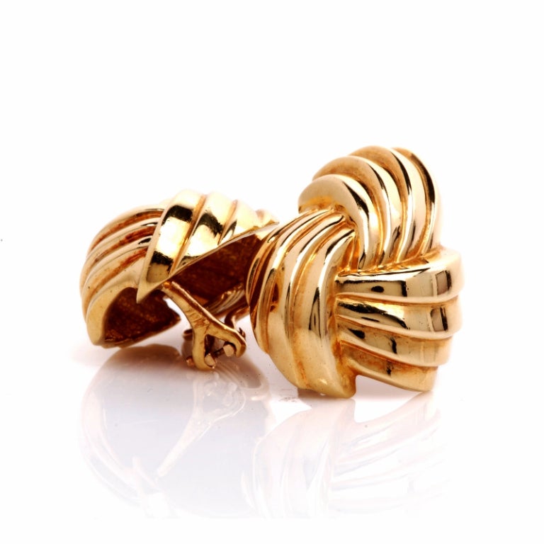 Women's Gold Knot Clip Back Earrings