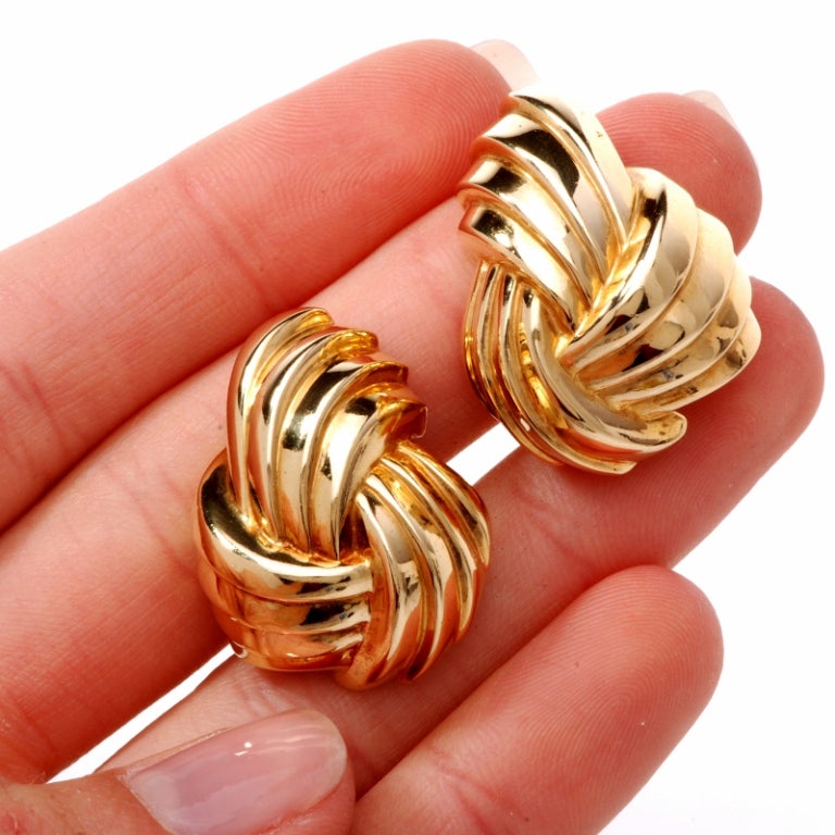 Gold Knot Clip Back Earrings 1