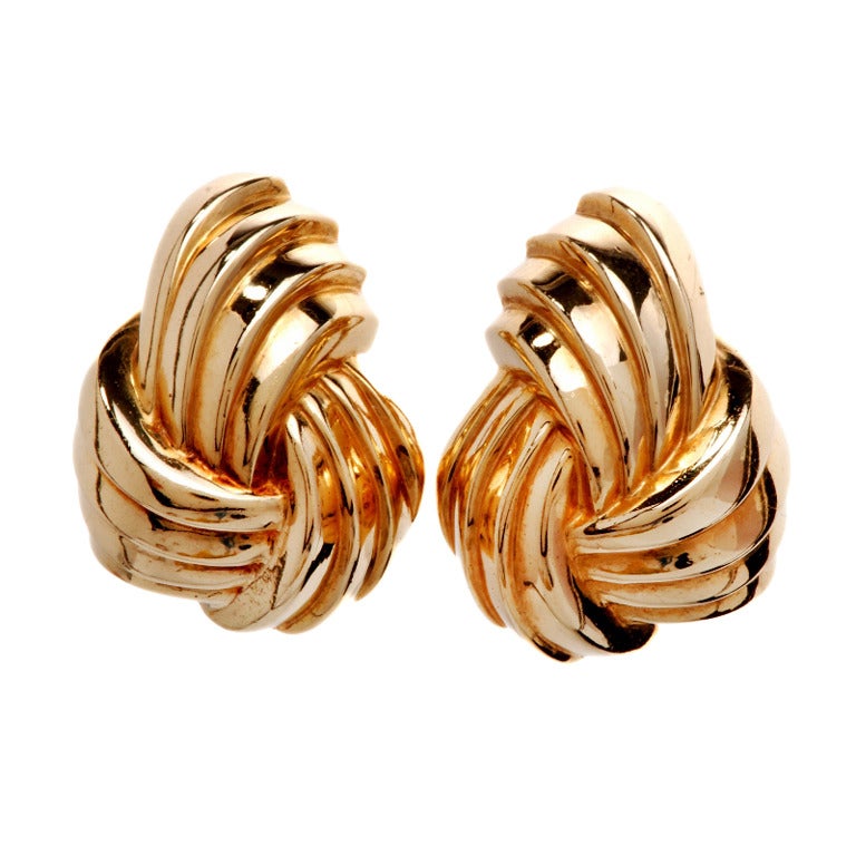 Gold Knot Clip Back Earrings