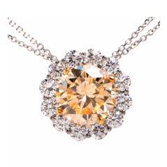 6.40ct Natural Fancy Light Yellow Diamond Gold Necklace