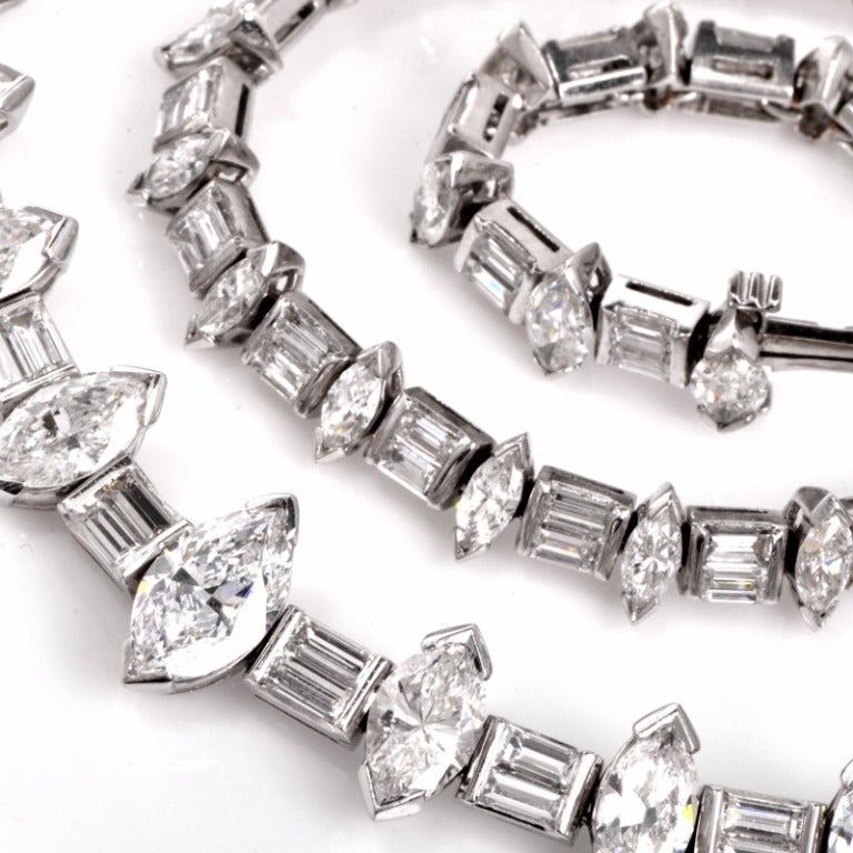 Graduated Diamond Platinum Necklace & Bracelet 1