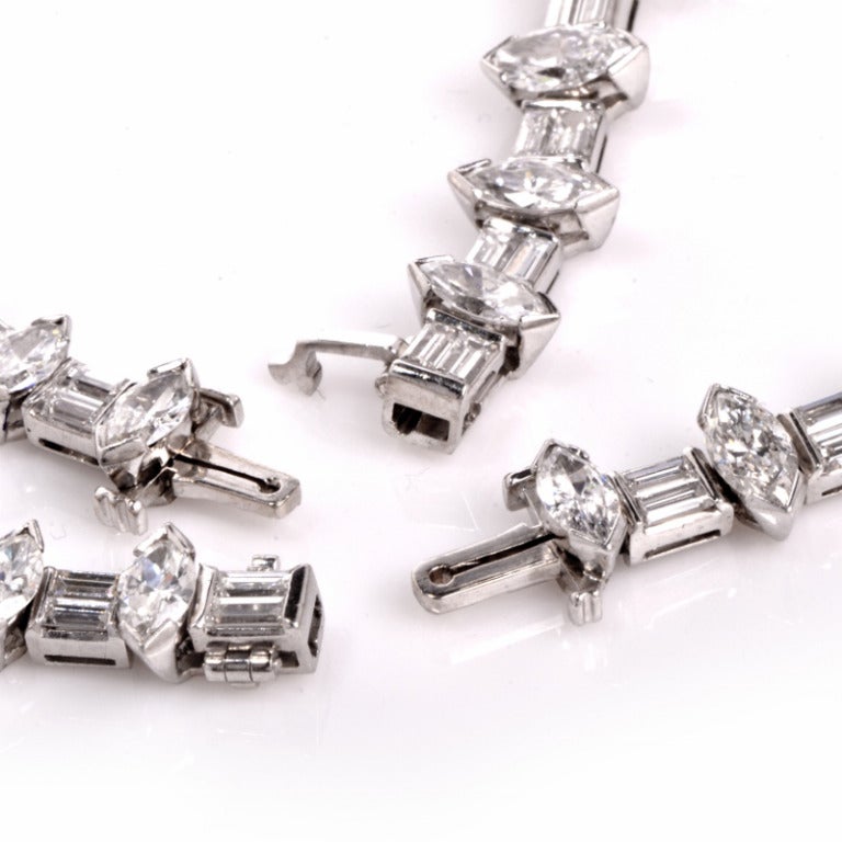 Graduated Diamond Platinum Necklace & Bracelet 3