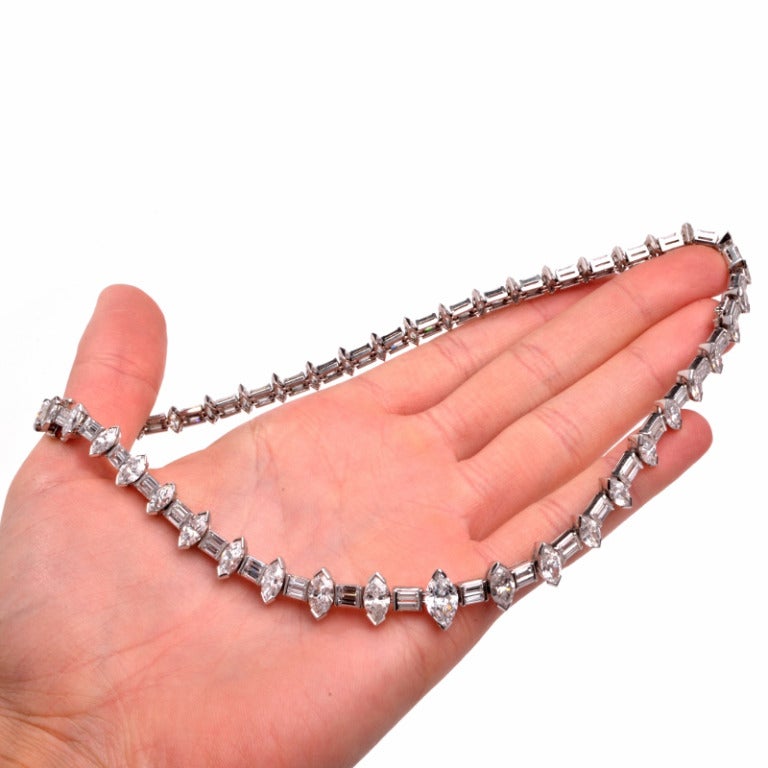 Graduated Diamond Platinum Necklace & Bracelet 4