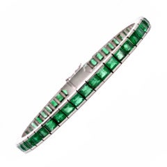 Emerald Platinum Line Bracelet