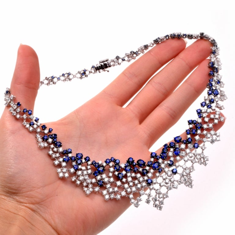 Stefan Hafner Sapphire Diamond Gold Choker Necklace 3
