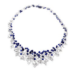 Stefan Hafner Sapphire Diamond Gold Choker Necklace