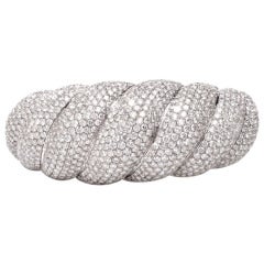 Wide Diamond Cluster Gold Bangle Bracelet