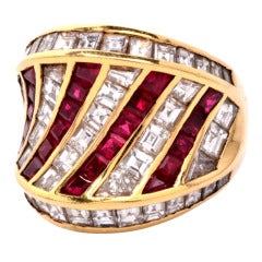 Ruby Diamond Gold Cocktail Ring 12