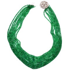 Emerald Bead Diamond Gold Clasp Necklace
