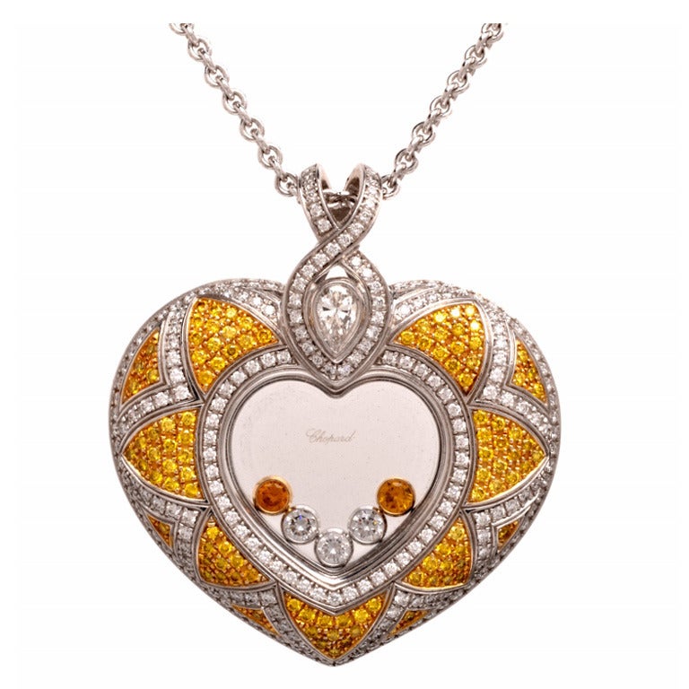 Chopard Fancy Diamond Gold Heart Pendant