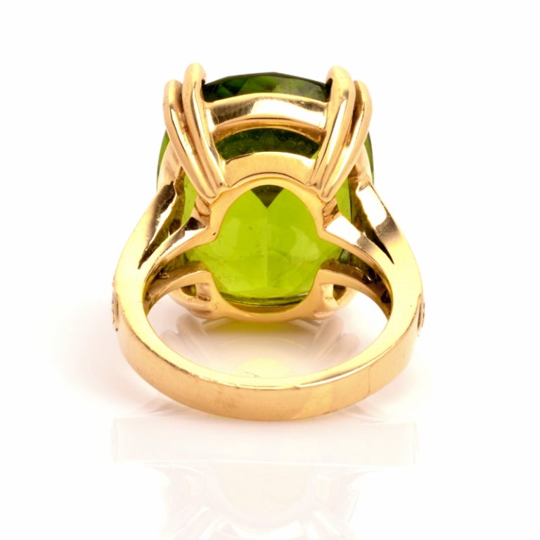 Women's GIA Peridot Diamond Gold Cocktail Ring