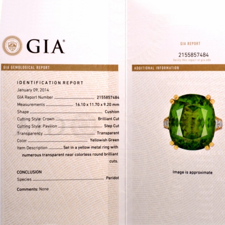 GIA Peridot Diamond Gold Cocktail Ring 3