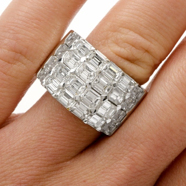 Emerald-Cut Diamond Gold Cocktail Band Ring 2
