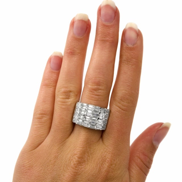 Emerald-Cut Diamond Gold Cocktail Band Ring 3