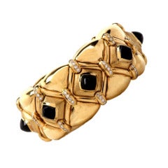 Onyx Diamond Gold Cuff Bracelet