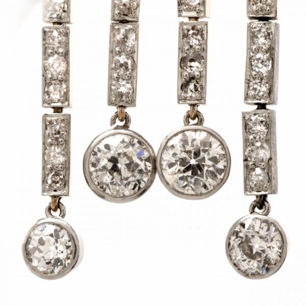 Diamond Platinum Gold Pendant Earrings In Excellent Condition In Miami, FL
