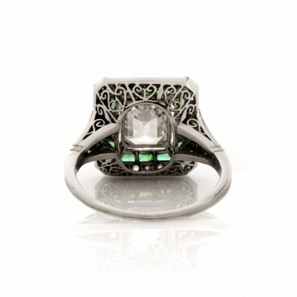 Women's Emerald Diamond Platinum Engagement Ring
