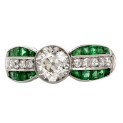 Emerald Diamond Platinum Engagement Ring