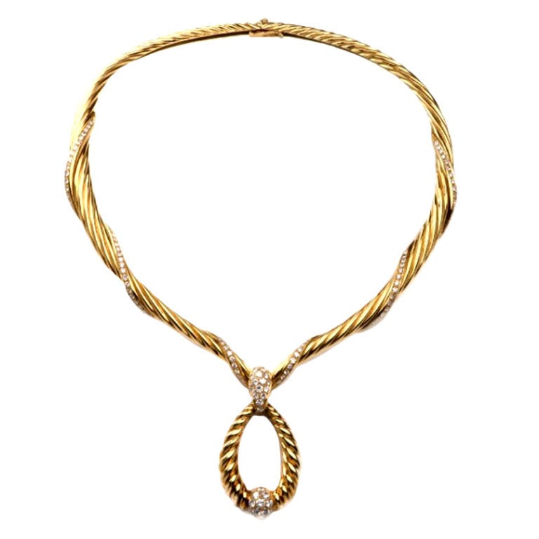 Diamond and Gold Pendant Necklace at 1stdibs