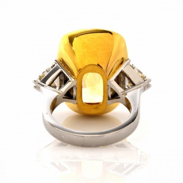 Women's Natural Yellow Sapphire & Diamond Platinum Gold Ring