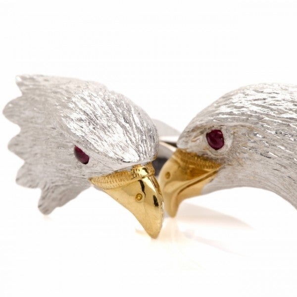 E. Wolfe & Co. Eagle's Head Ruby Gold Cufflinks 3