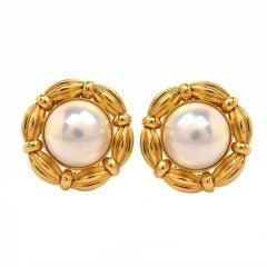Tiffany & Co. Mabe Pearl Gold Clip Earrings
