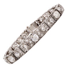 Antique Art Deco 15.15cts  Diamond  Platinum Filigree Bracelet