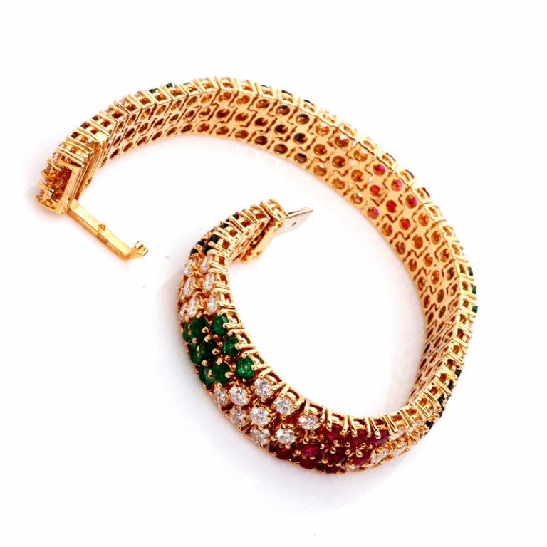 Diamond Multi Gemstone Gold Bracelet