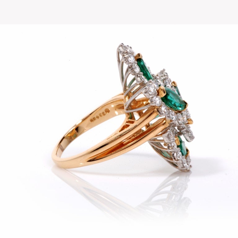 Women's Oscar Heyman 7.00ct Diamond Emerald Cluster Ring
