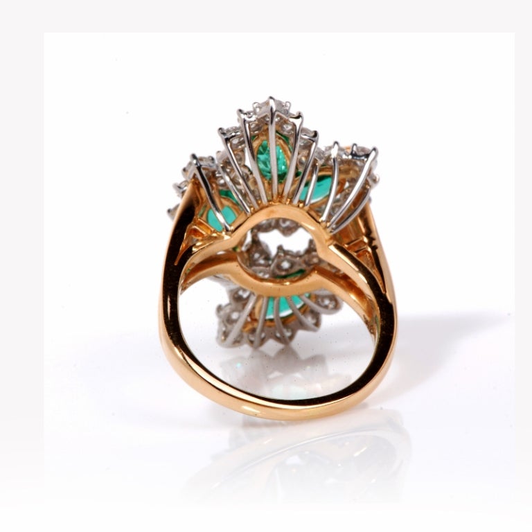 Oscar Heyman 7.00ct Diamond Emerald Cluster Ring 1