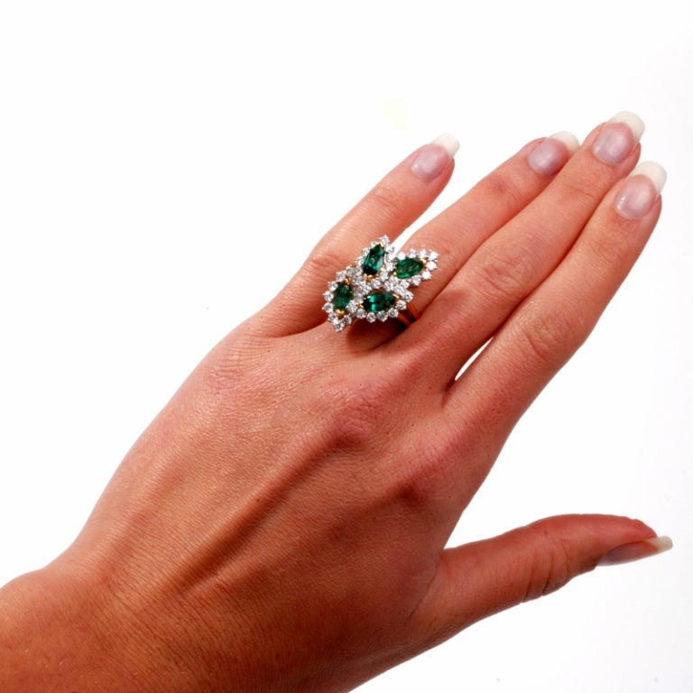Oscar Heyman 7.00ct Diamond Emerald Cluster Ring 3