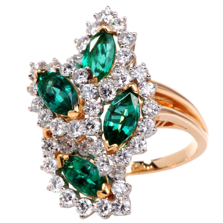 Oscar Heyman 7.00ct Diamond Emerald Cluster Ring