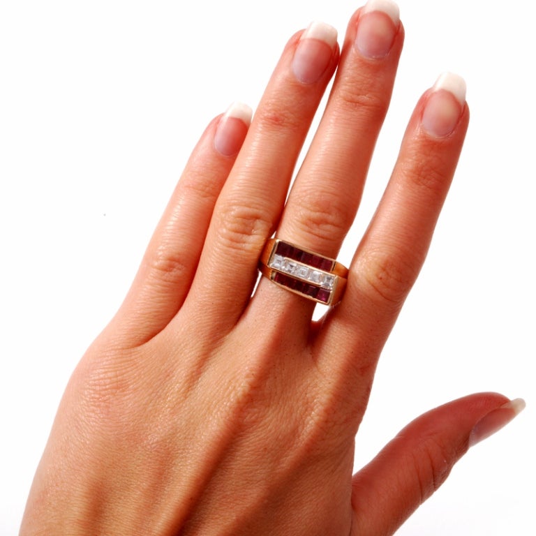 Oscar Heyman Diamond Ruby  Gold Ring 1