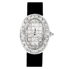 CARTIER Lady's White Gold and Diamond Baignoire Wristwatch