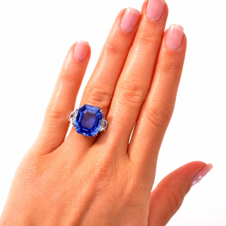 18.59ct Ceylon Sapphire Diamond Platinum Ring 3