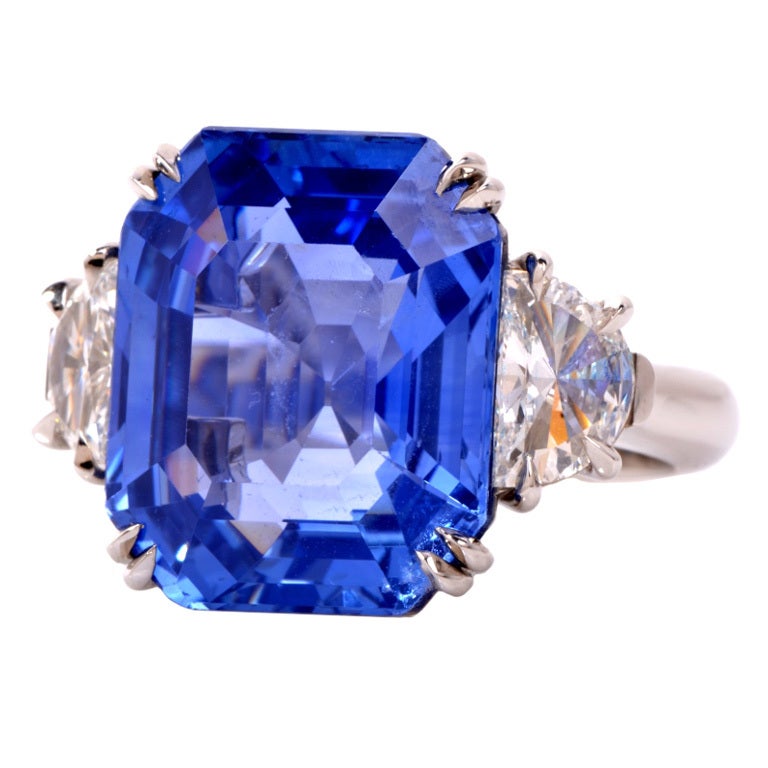 18.59ct Ceylon Sapphire Diamond Platinum Ring