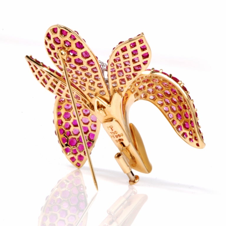 Mark Patterson Orchid 11.00ct Diamond Pink Sapphire Gold Pin 2
