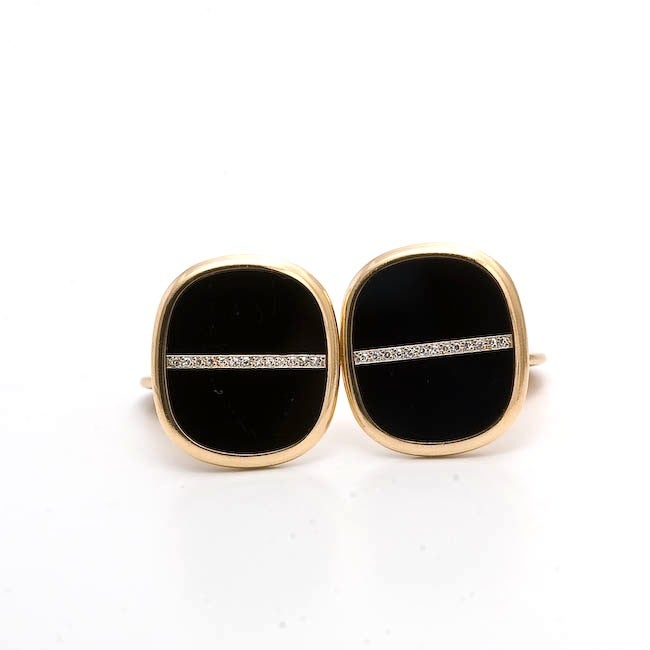 Patek Philippe Diamond Onyx Gold Cufflinks