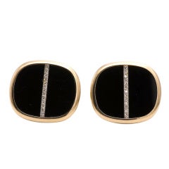 Patek Philippe Diamond Onyx Gold Cufflinks