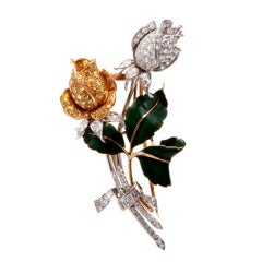 Oscar Heyman 7.25 Diamond Platinum Gold Flower Pin