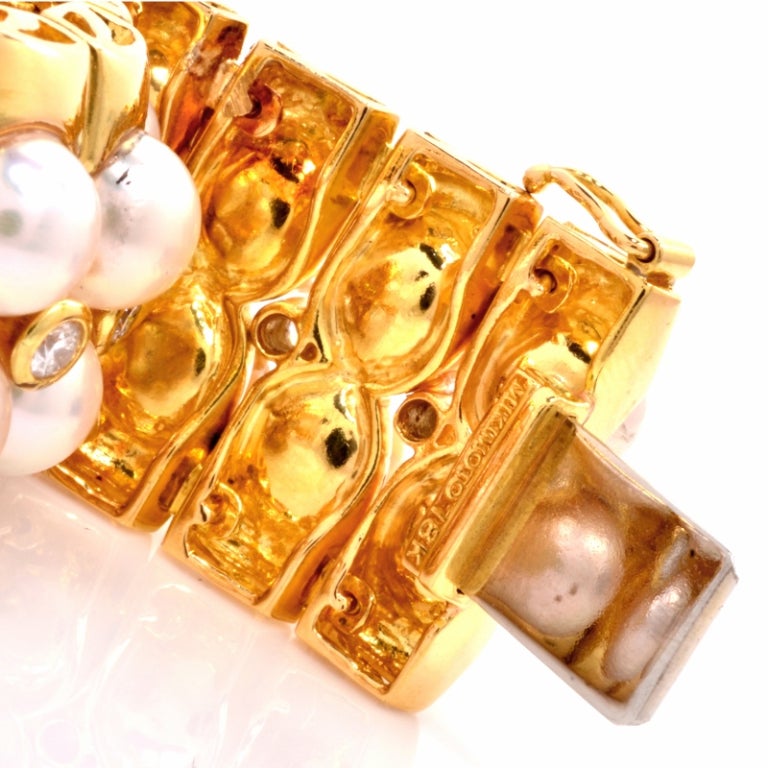 Mikimoto Perle Diamant Gold breites Armband 1