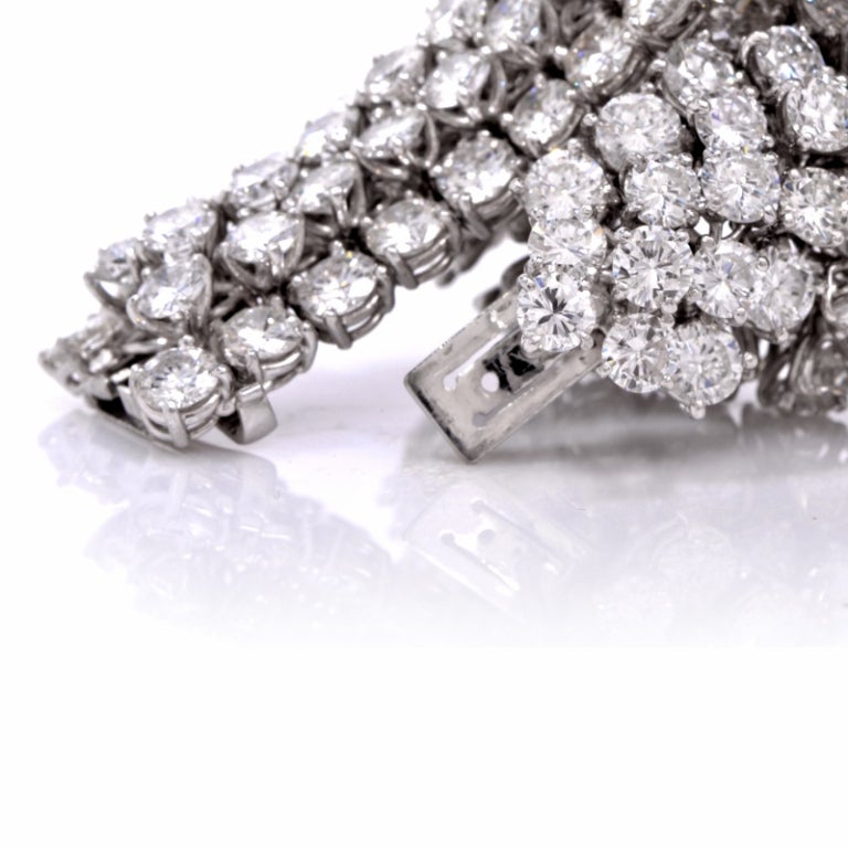 Women's 1960s Diamond Platinum Wide Bracelet