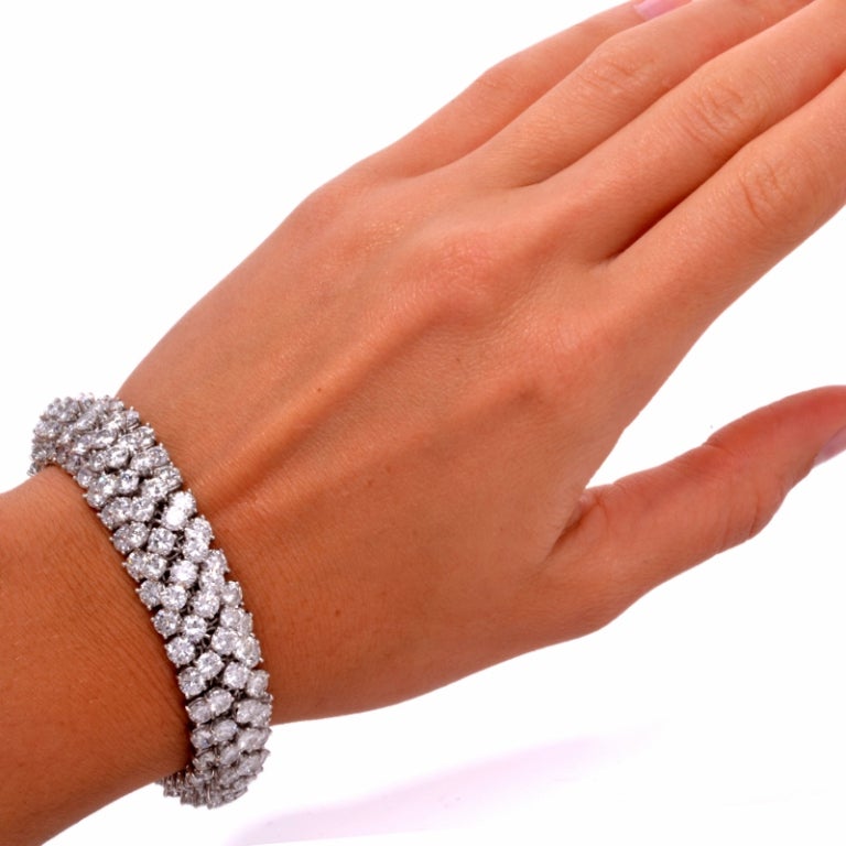 1960s Diamond Platinum Wide Bracelet 3