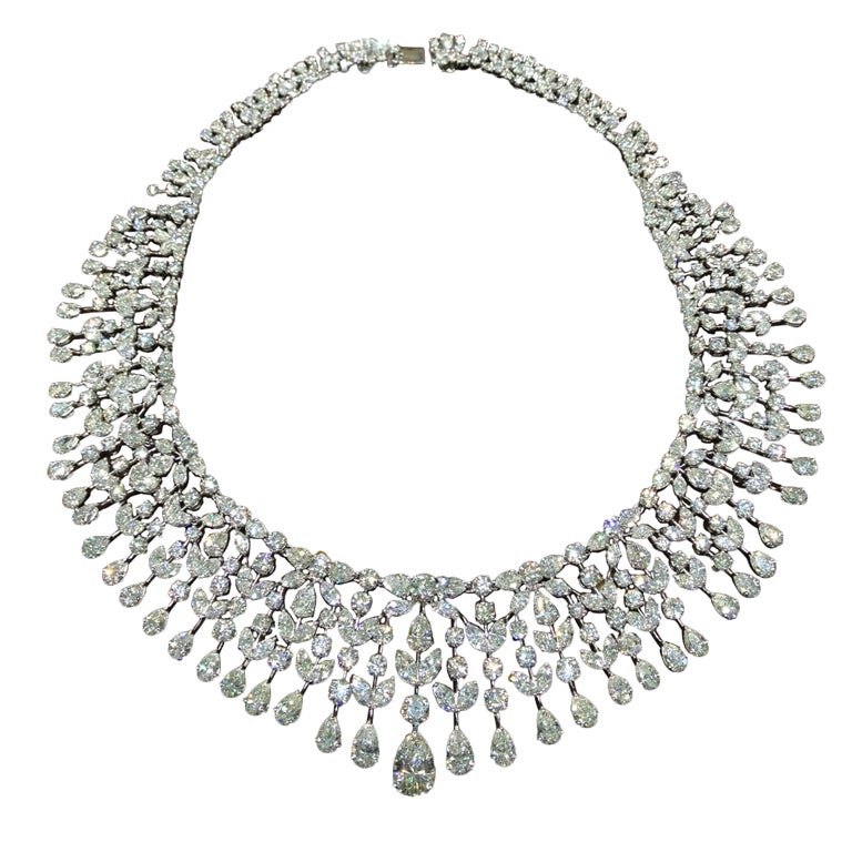 Magnificent Drape Important Diamond Necklace at 1stdibs