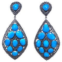Gorgeous Sleeping Beauty Turquoise Diamond Fashion Earrings