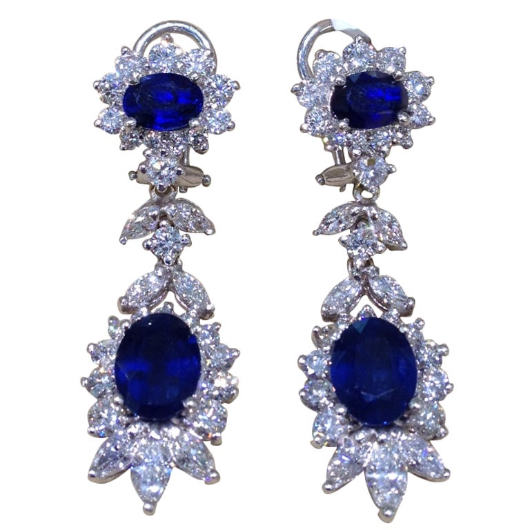 Classic Sapphire and Diamond Earrings For Sale