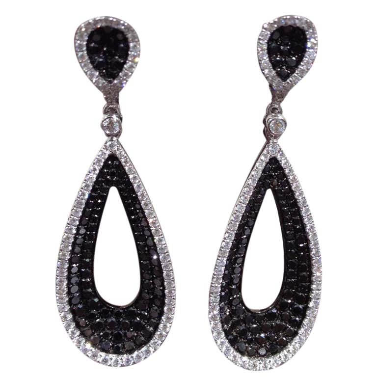 White and black diamond earrings Clearance