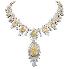 Incredible Yellow and White Diamond Necklace