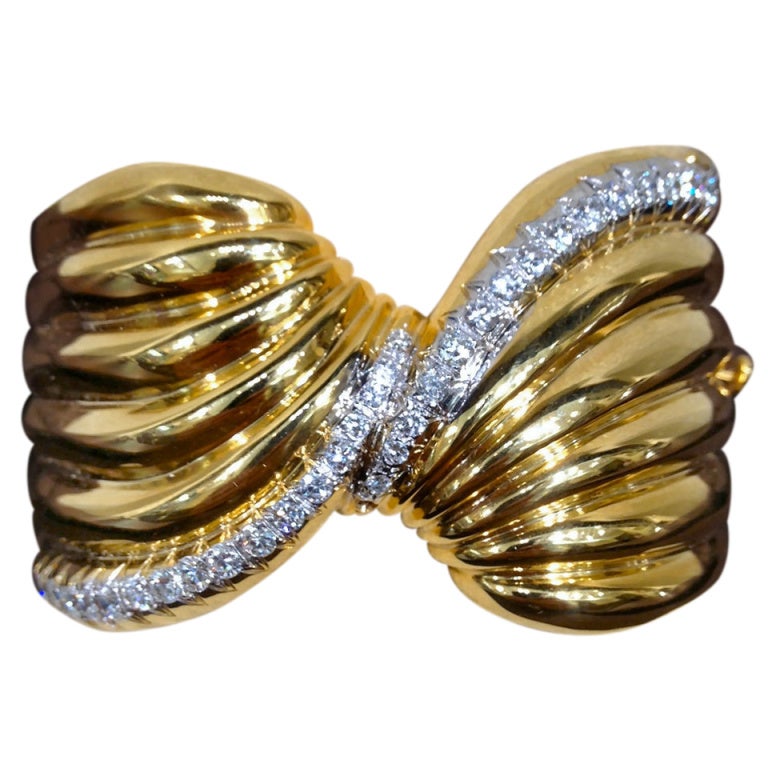 Gold and Diamond Bangle Bracelet