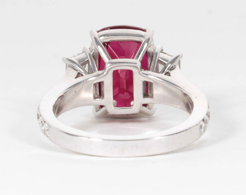 Women's Cushion Shape Vivid Natural Ruby and Diamond Ring